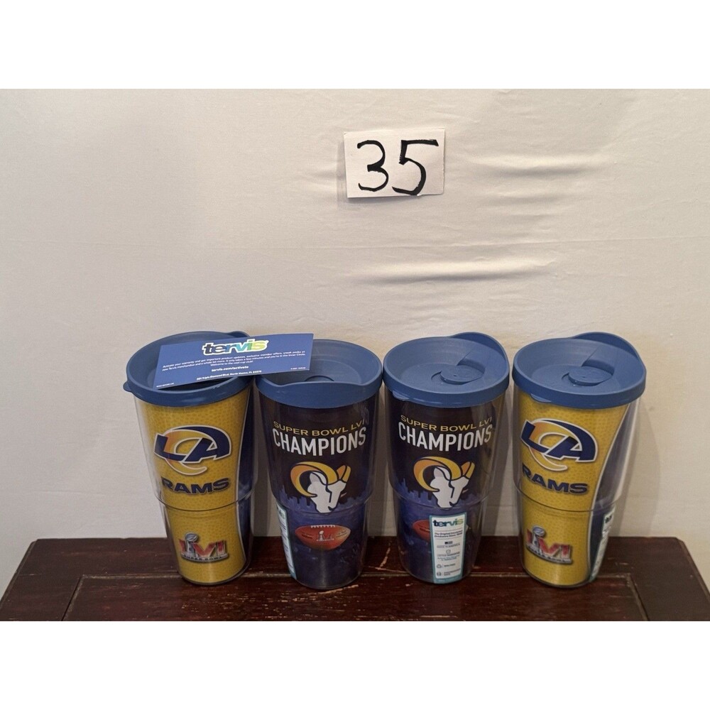 4 Tervis LA Rams Super Bowl LVI Champions 24oz Tumblers w Lids New NFL